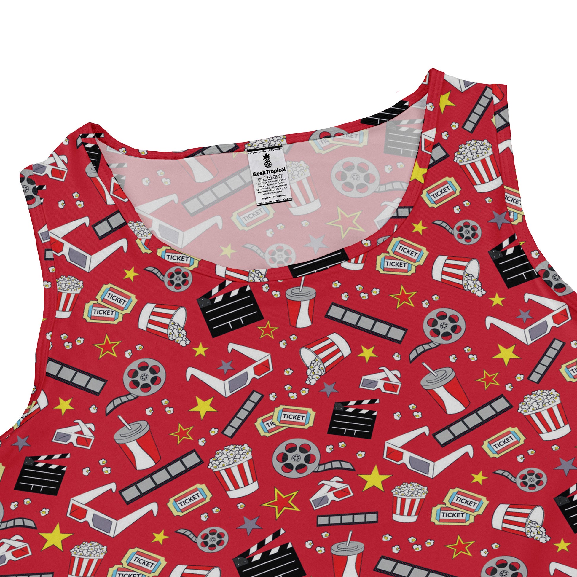 Reel Good Movie Time Red Sleeveless Dress close front
