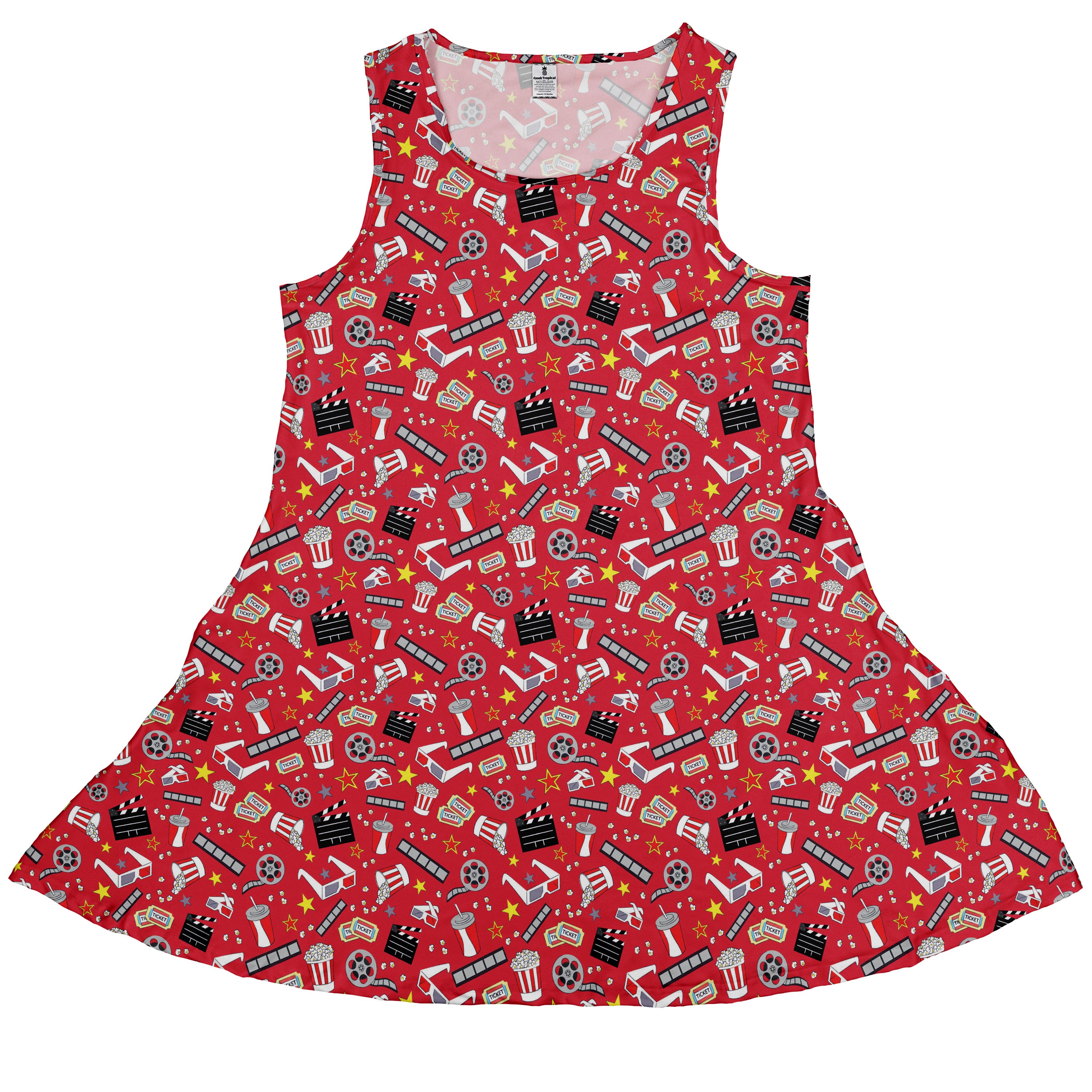 Reel Good Movie Time Red Sleeveless Dress front