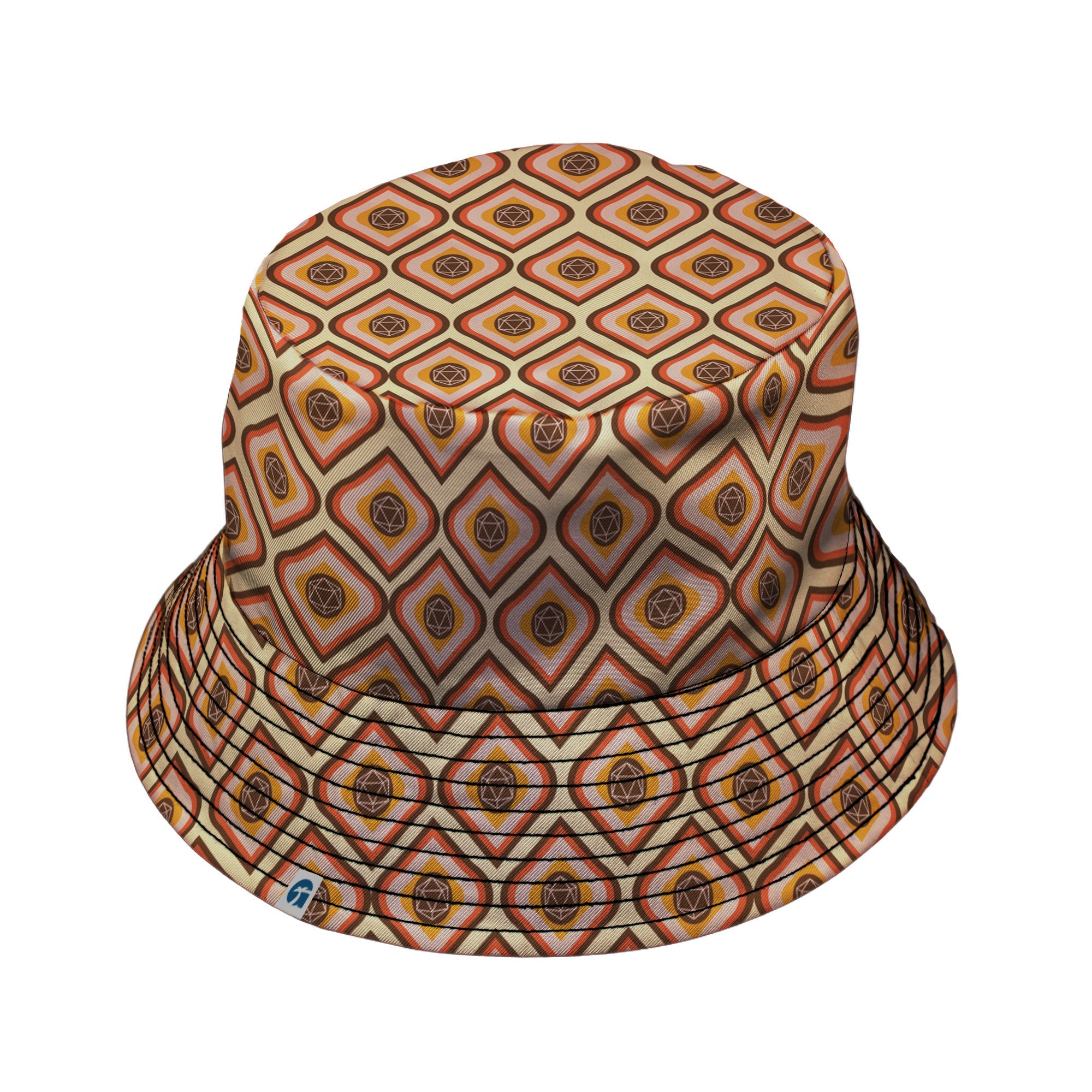 Retro Diamond Dice Bucket Hat Geek Nerd Design by Heather Davenport dnd & rpg print lx - B