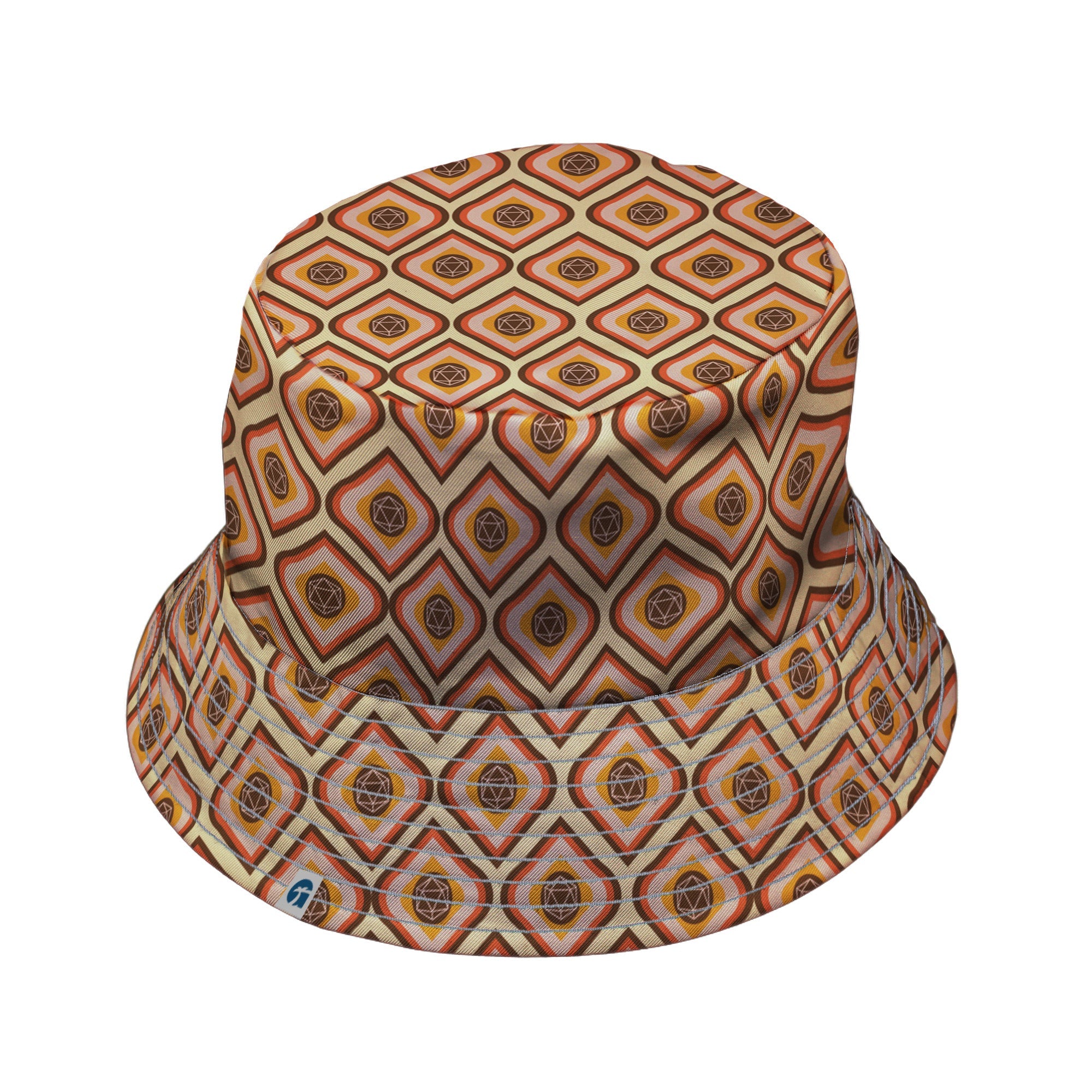 Retro Diamond Dice Bucket Hat Geek Nerd Design by Heather Davenport dnd & rpg print lx - B