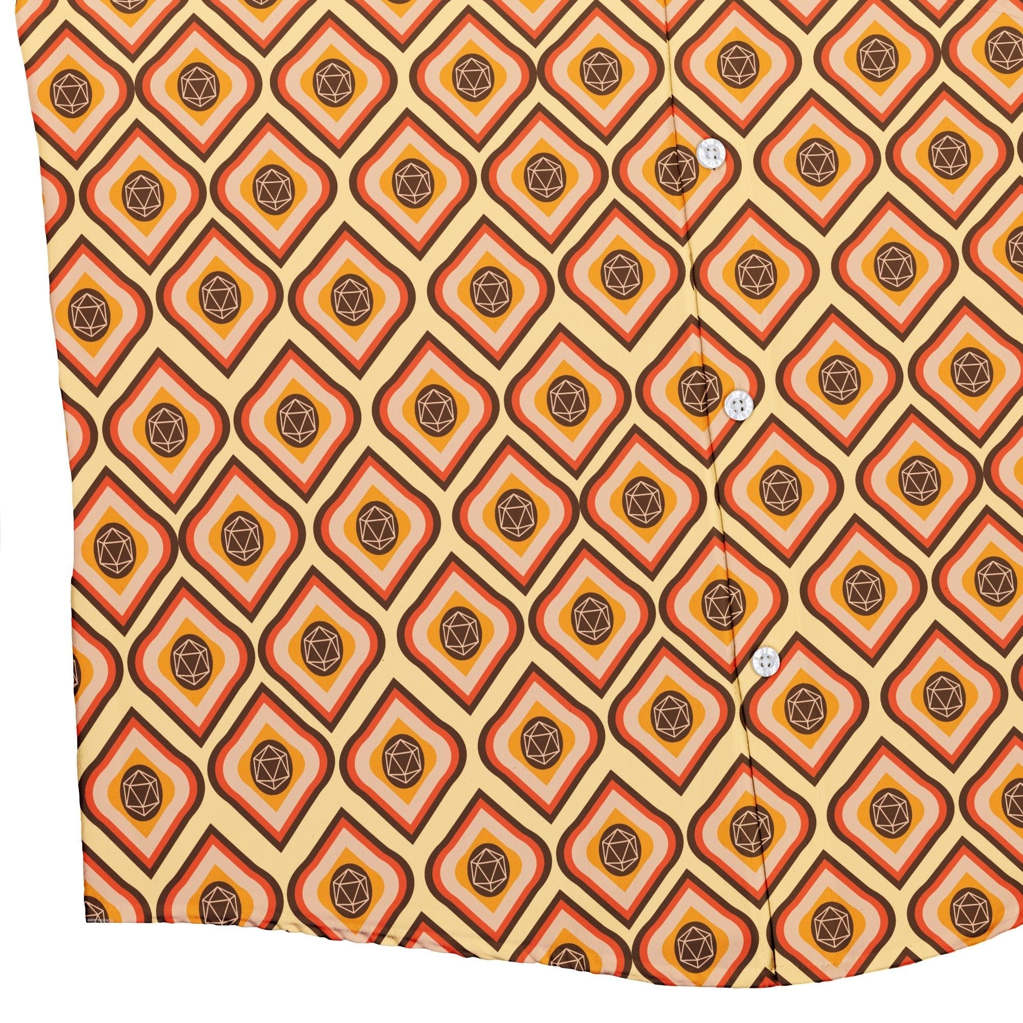 Retro Diamond Dice Button Up Shirt Geek Nerd adult sizing Design by Heather Davenport dnd & rpg print