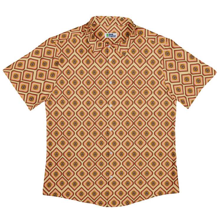 Retro Diamond Dice Button Up Shirt Geek Nerd adult sizing Design by Heather Davenport dnd & rpg print