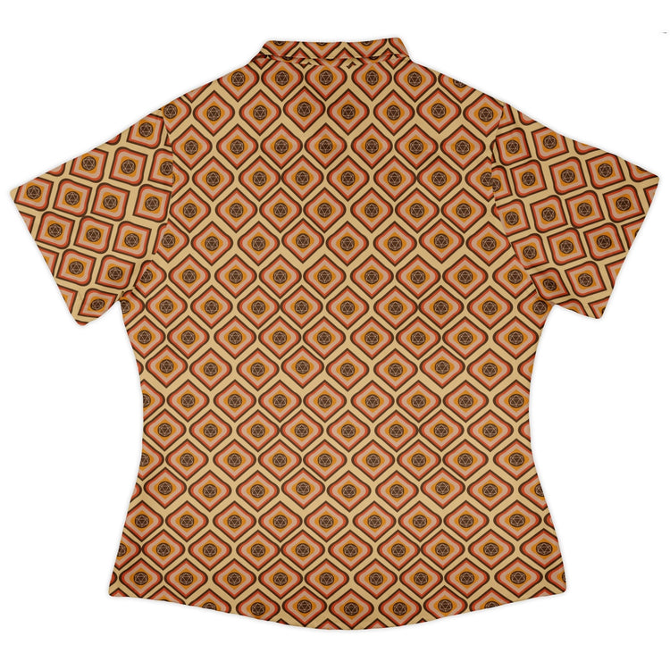 Retro Diamond Dice Curvy Button Up Shirt Geek Nerd Design by Heather Davenport dnd & rpg print q225