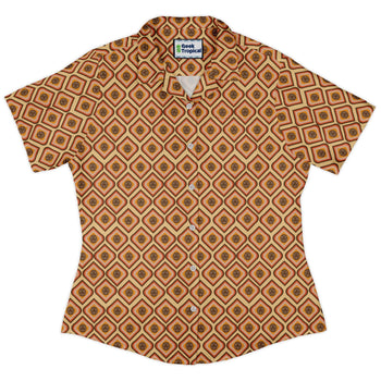 Retro Diamond Dice Curvy Button Up Shirt Geek Nerd Design by Heather Davenport dnd & rpg print q225