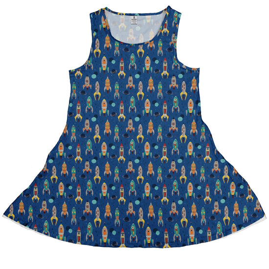 Retro Kitsch Rocker Dress Geek Nerd Design by Zirkus Design lx - C outer space & astronaut print