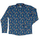 Retro Kitsch Rocker Long Sleeve Button Up Shirt Geek Nerd adult sizing Design by Zirkus Design FLOW DESC WRITING
