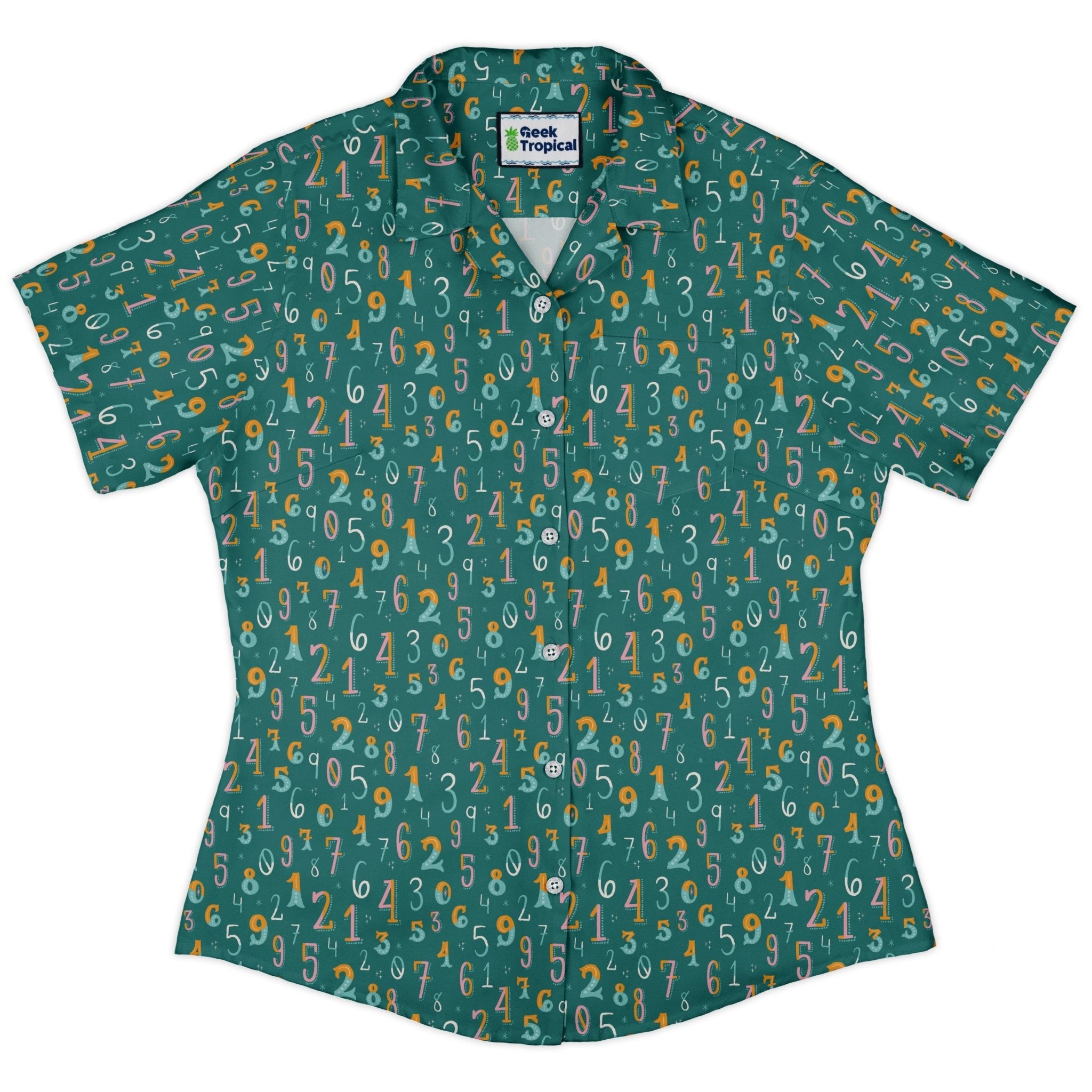 Retro Math Curvy Button Up Shirt Geek Nerd Design by Zirkus Design mathematics print q225