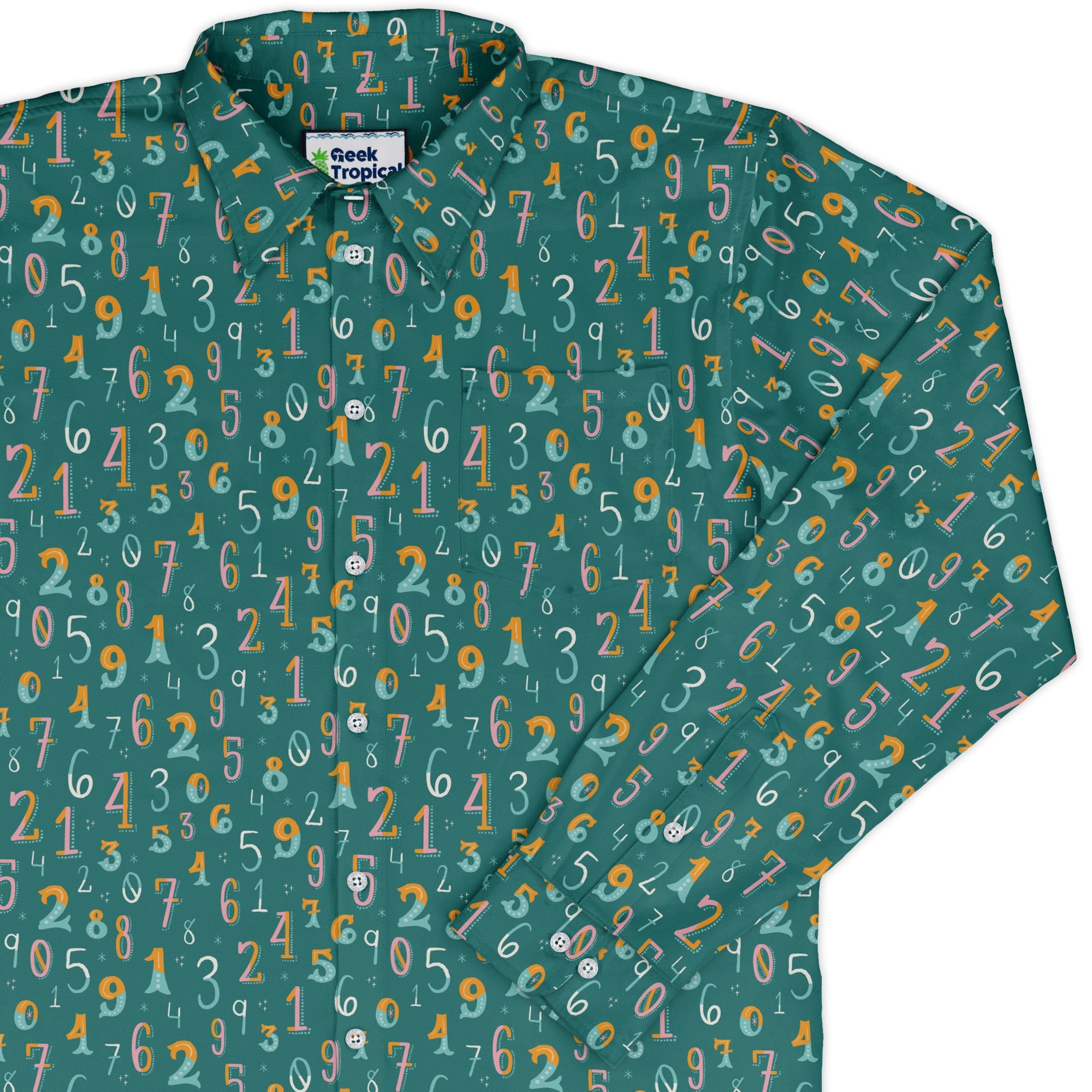 Retro Math Long Sleeve Button Up Shirt