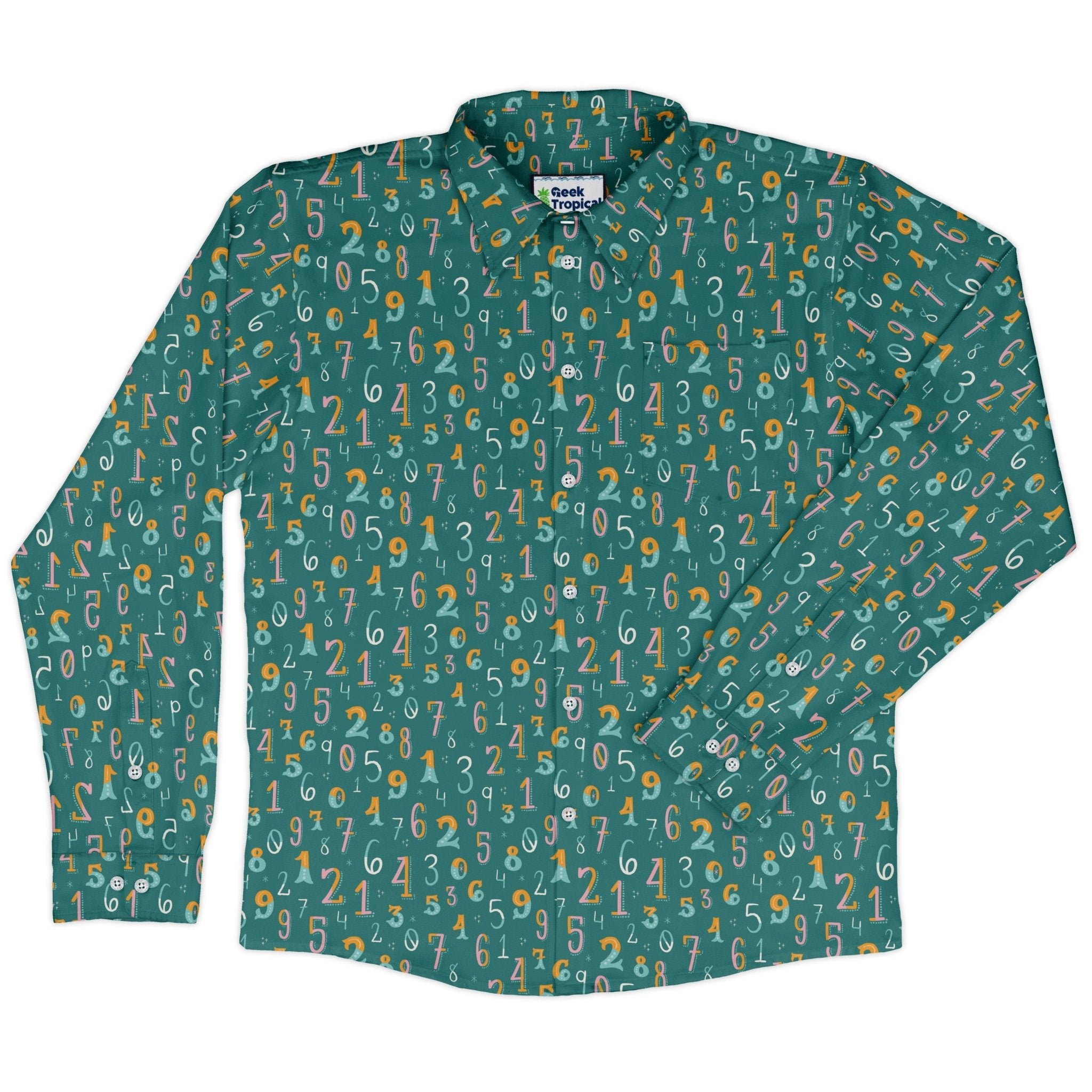 Retro Math Long Sleeve Button Up Shirt