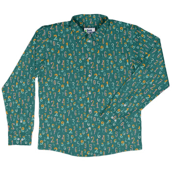 Retro Math Long Sleeve Button Up Shirt Geek Nerd adult sizing Design by Zirkus Design FLOW DESC WRITING
