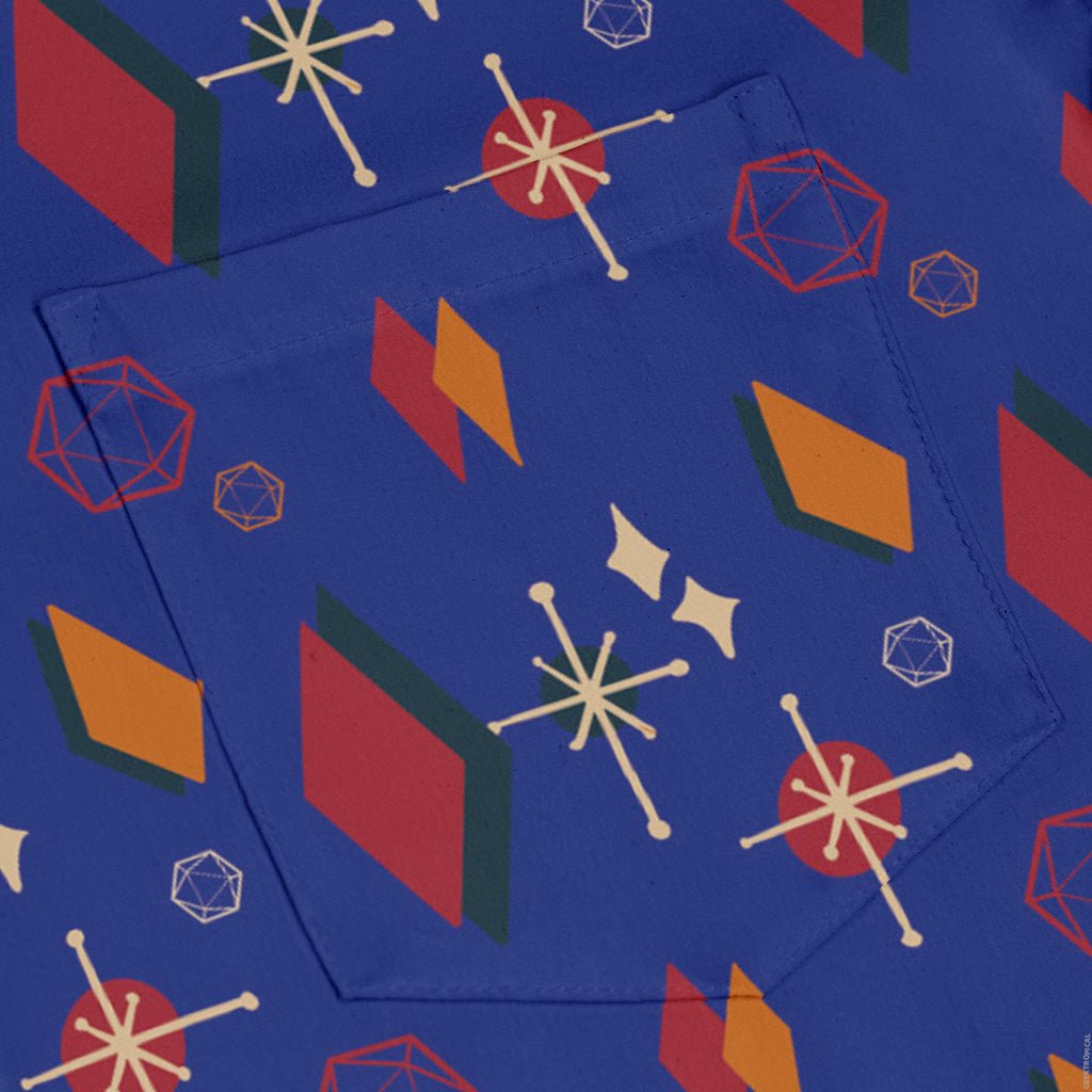 Retro Star Dice Long Sleeve Button Up Shirt Geek Nerd adult sizing Design by Heather Davenport dnd & rpg print