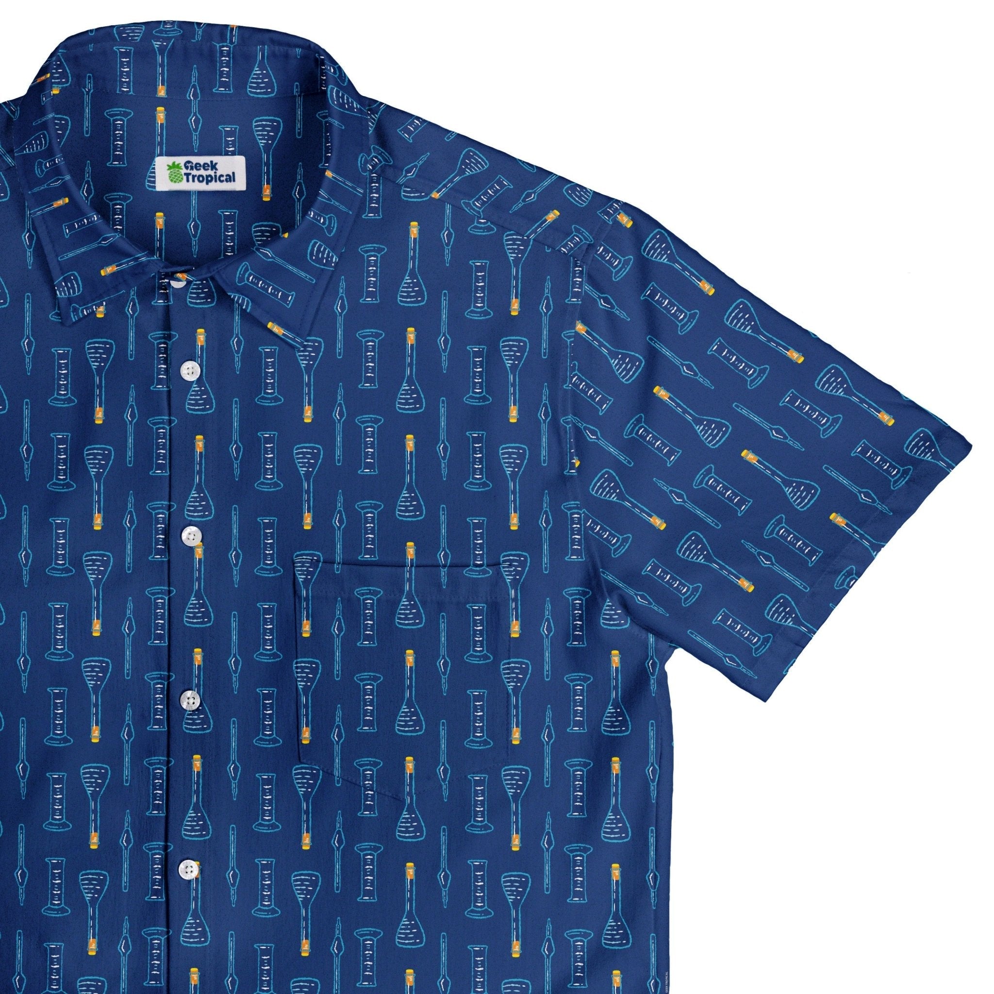 Clearance Ready - to - Ship Retro Beaker Button Up Shirt Geek Nerd adult sizing Clearance Design by Zirkus Design