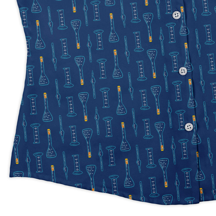 Retro Beaker Curvy Button Up Shirt Geek Nerd Design by Zirkus Design q225 science print
