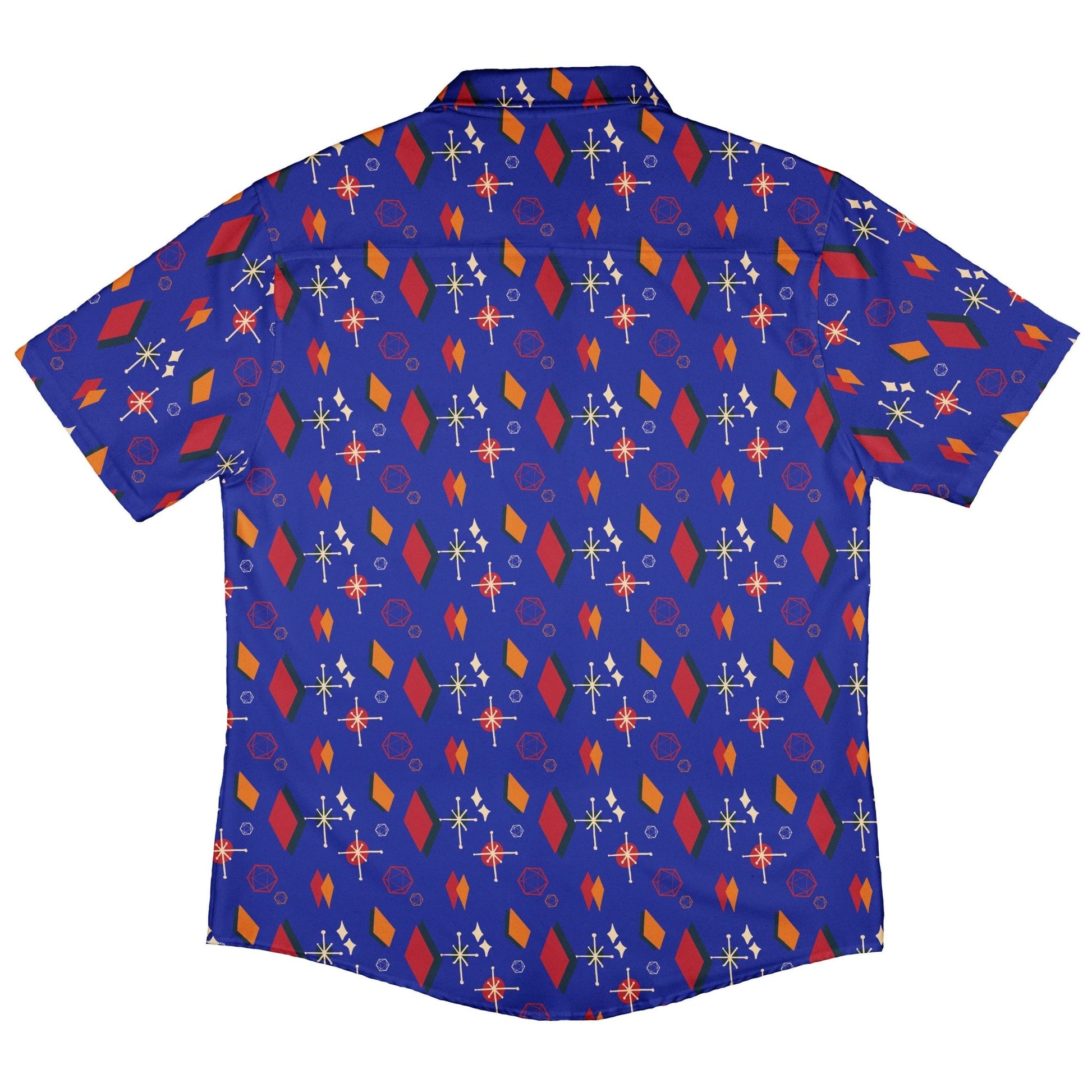 Retro Star Dice Button Up Shirt Geek Nerd adult sizing Design by Heather Davenport dnd & rpg print