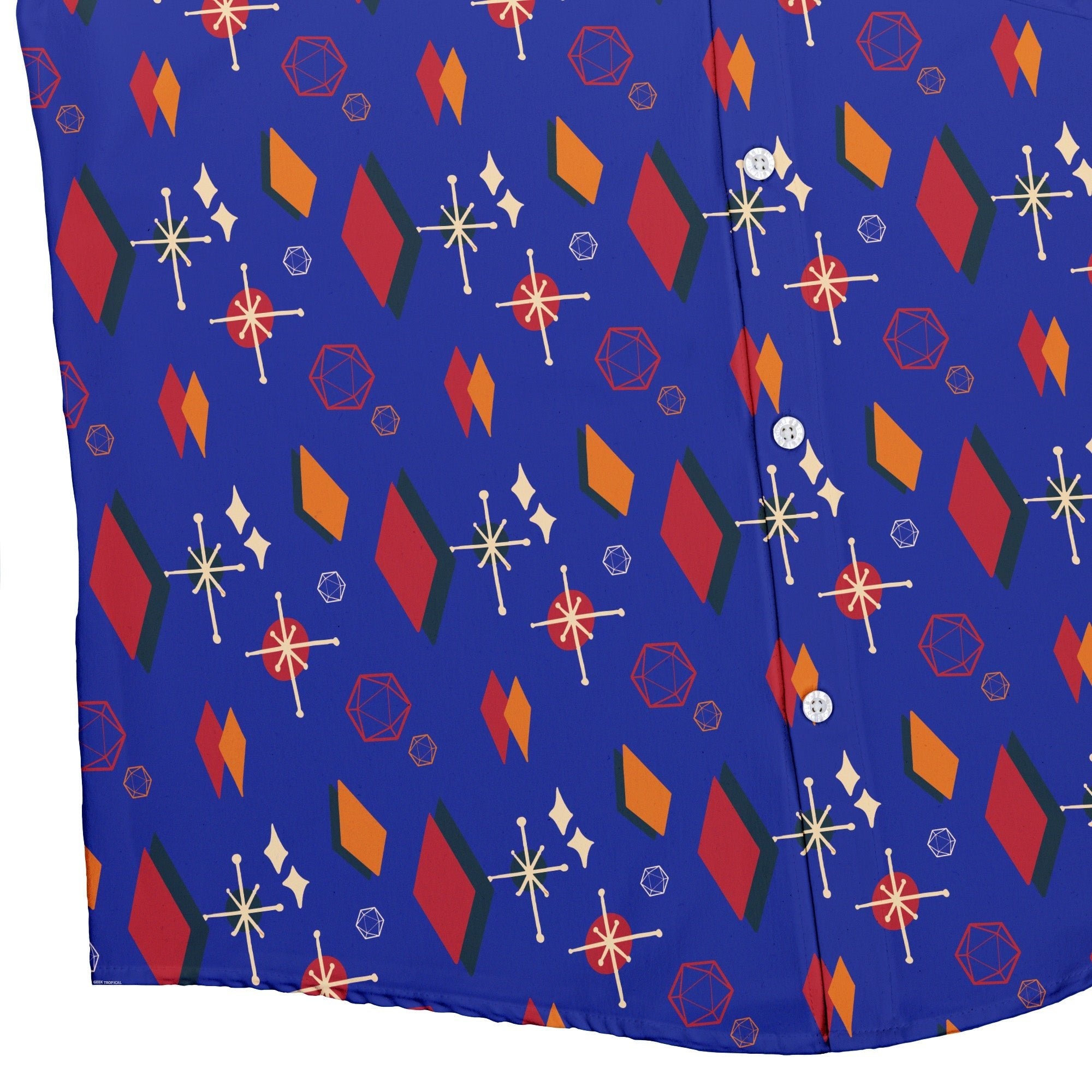 Retro Star Dice Button Up Shirt Geek Nerd adult sizing Design by Heather Davenport dnd & rpg print