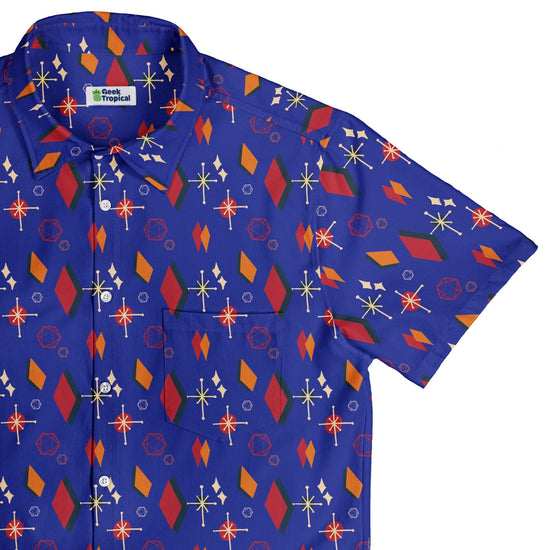 Retro Star Dice Button Up Shirt Geek Nerd adult sizing Design by Heather Davenport dnd & rpg print