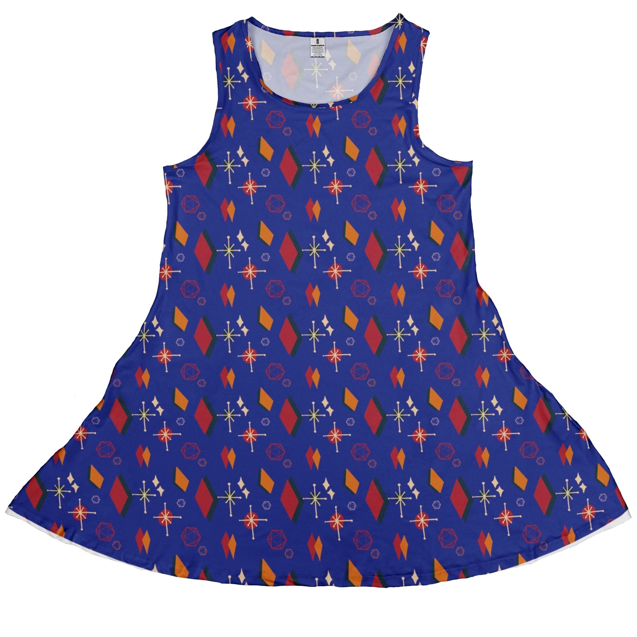 Retro Star Dice Dress Geek Nerd Design by Heather Davenport dnd & rpg print lx - C