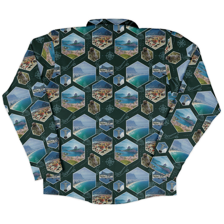 Rio Janeiro Wonder Long Sleeve Button Up Shirt Geek Nerd 0925 adult sizing All Adult Button Up Shirts