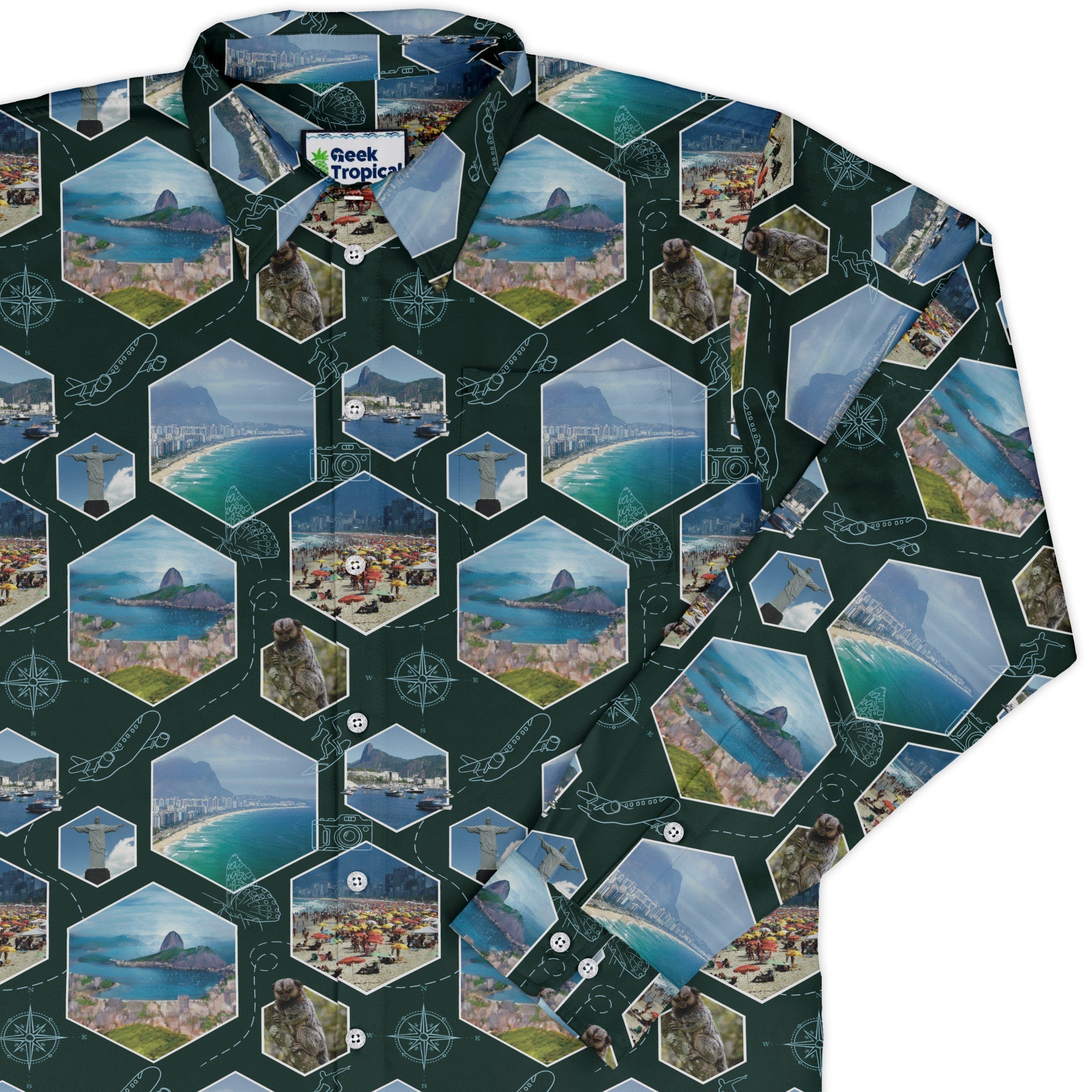 Rio Janeiro Wonder Long Sleeve Button Up Shirt Geek Nerd 0925 adult sizing All Adult Button Up Shirts