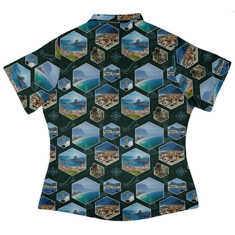 Rio Janeiro Wonder Curvy Button Up Shirt Geek Nerd 0925 All Adult Button Up Shirts Animal Patterns