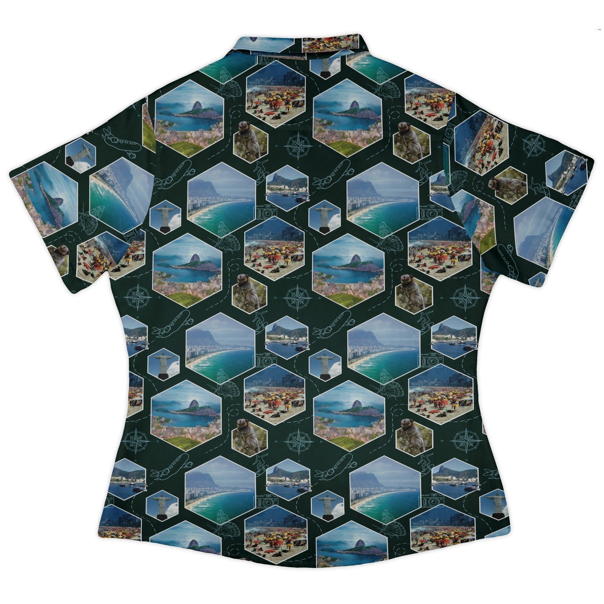 Rio Janeiro Wonder Curvy Button Up Shirt Geek Nerd 0925 All Adult Button Up Shirts Animal Patterns