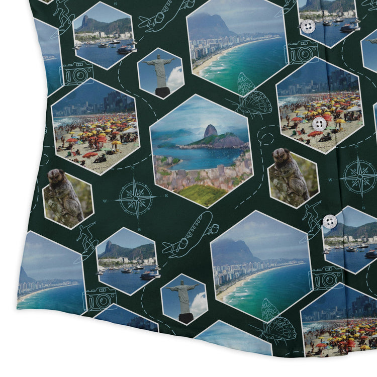 Rio Janeiro Wonder Curvy Button Up Shirt Geek Nerd 0925 All Adult Button Up Shirts Animal Patterns