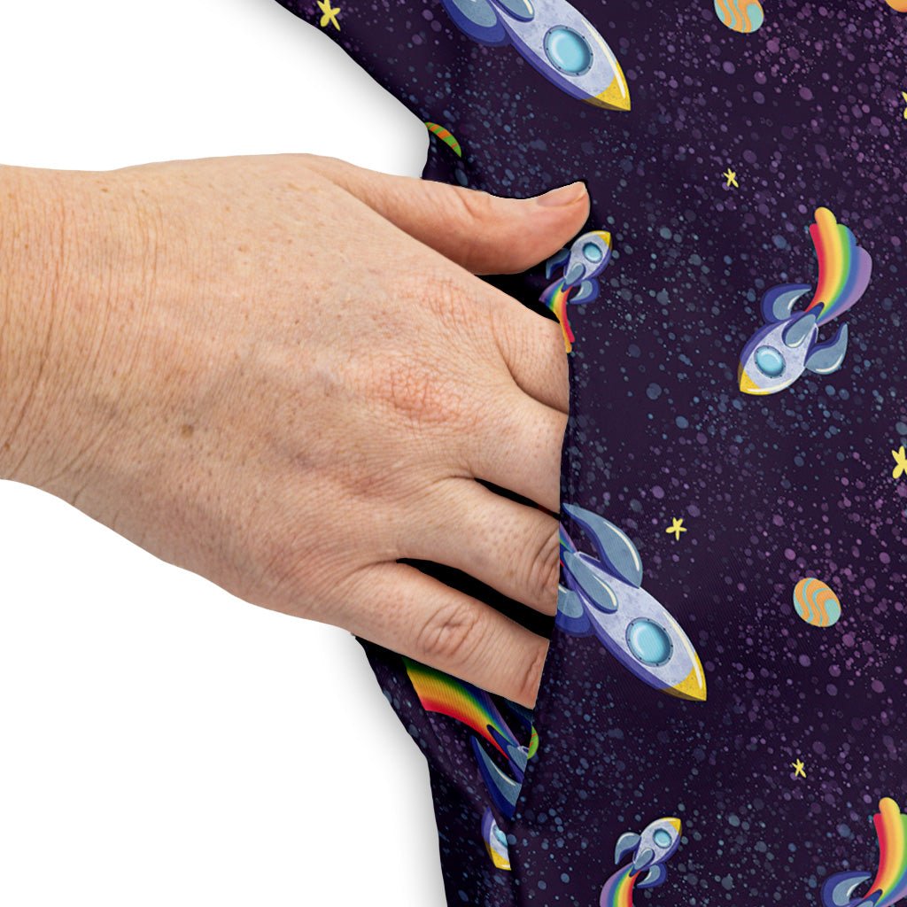 Rocket Ships Starry Night Dress Geek Nerd Design by Carla Morrow lx - C outer space & astronaut print