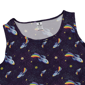 Rocket Ships Starry Night Dress Geek Nerd Design by Carla Morrow lx - C outer space & astronaut print