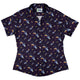 Rocket ships starry night Curvy Button Up Shirt Geek Nerd Design by Carla Morrow outer space & astronaut print women