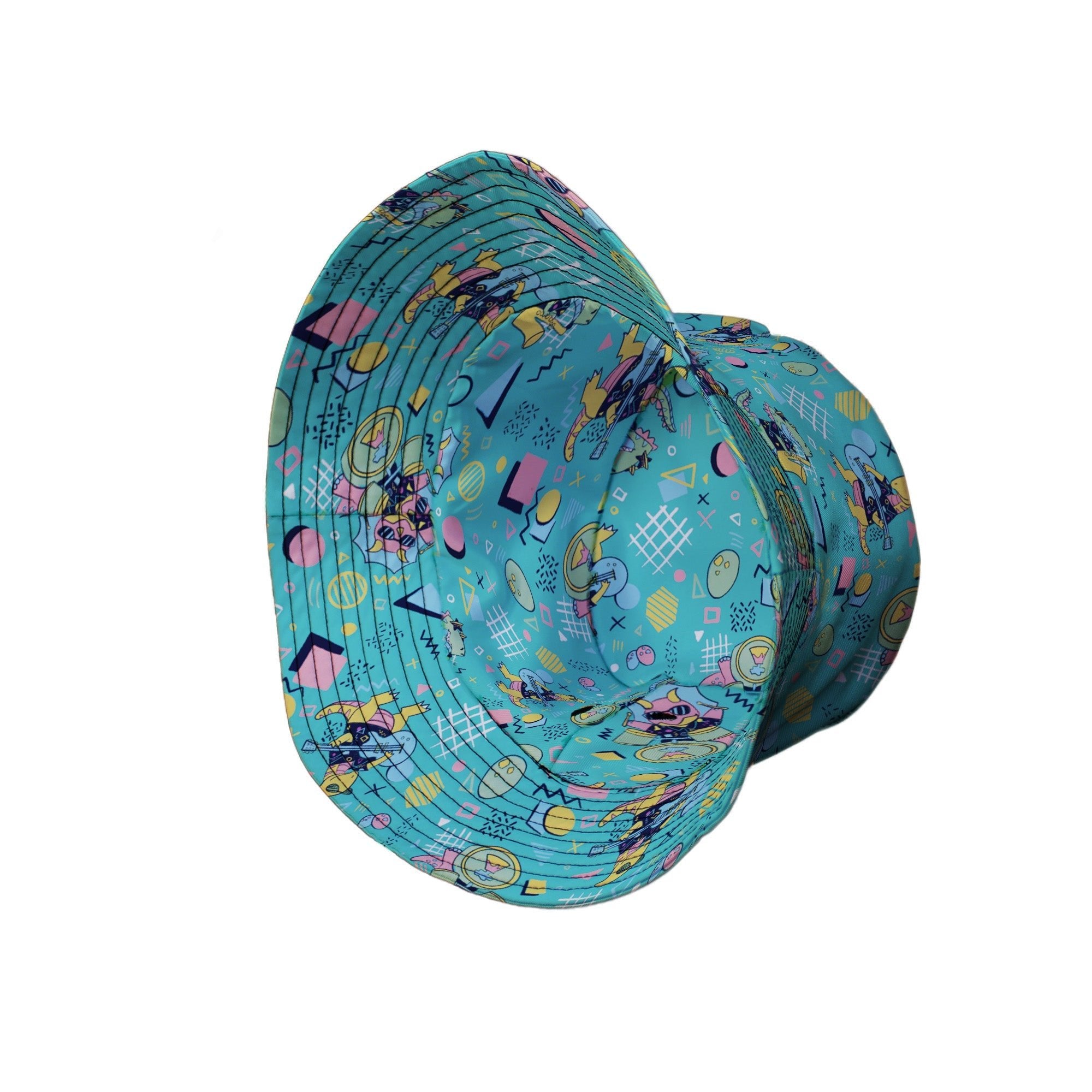 Rocking Dinosaurs Day Bucket Hat Geek Nerd Design by Claire Murphy dinosaur print lx - B