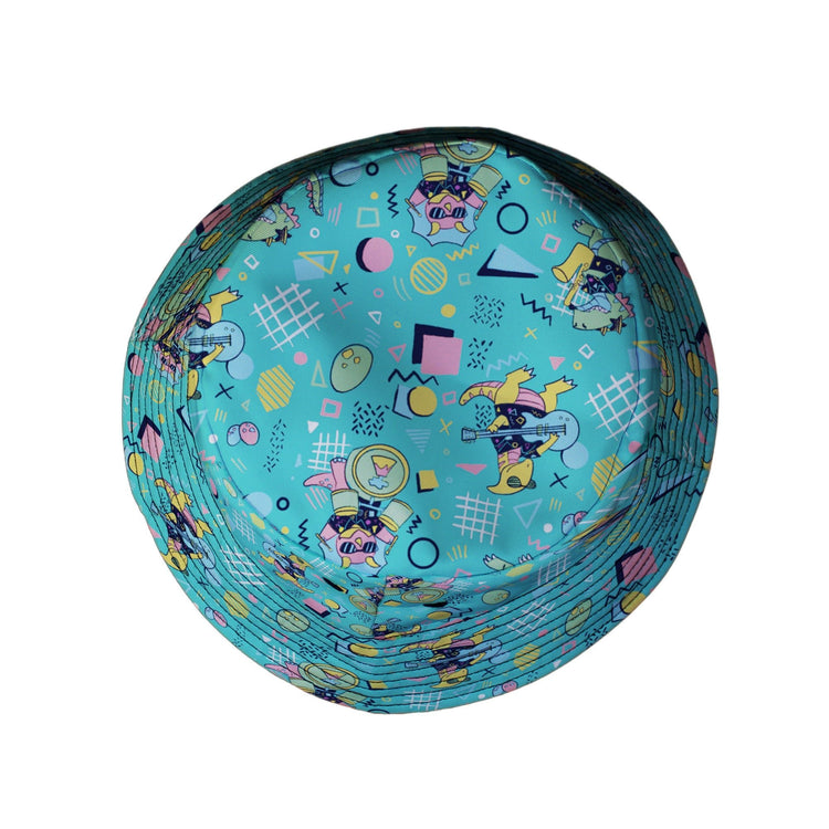 Rocking Dinosaurs Day Bucket Hat Geek Nerd Design by Claire Murphy dinosaur print lx - B