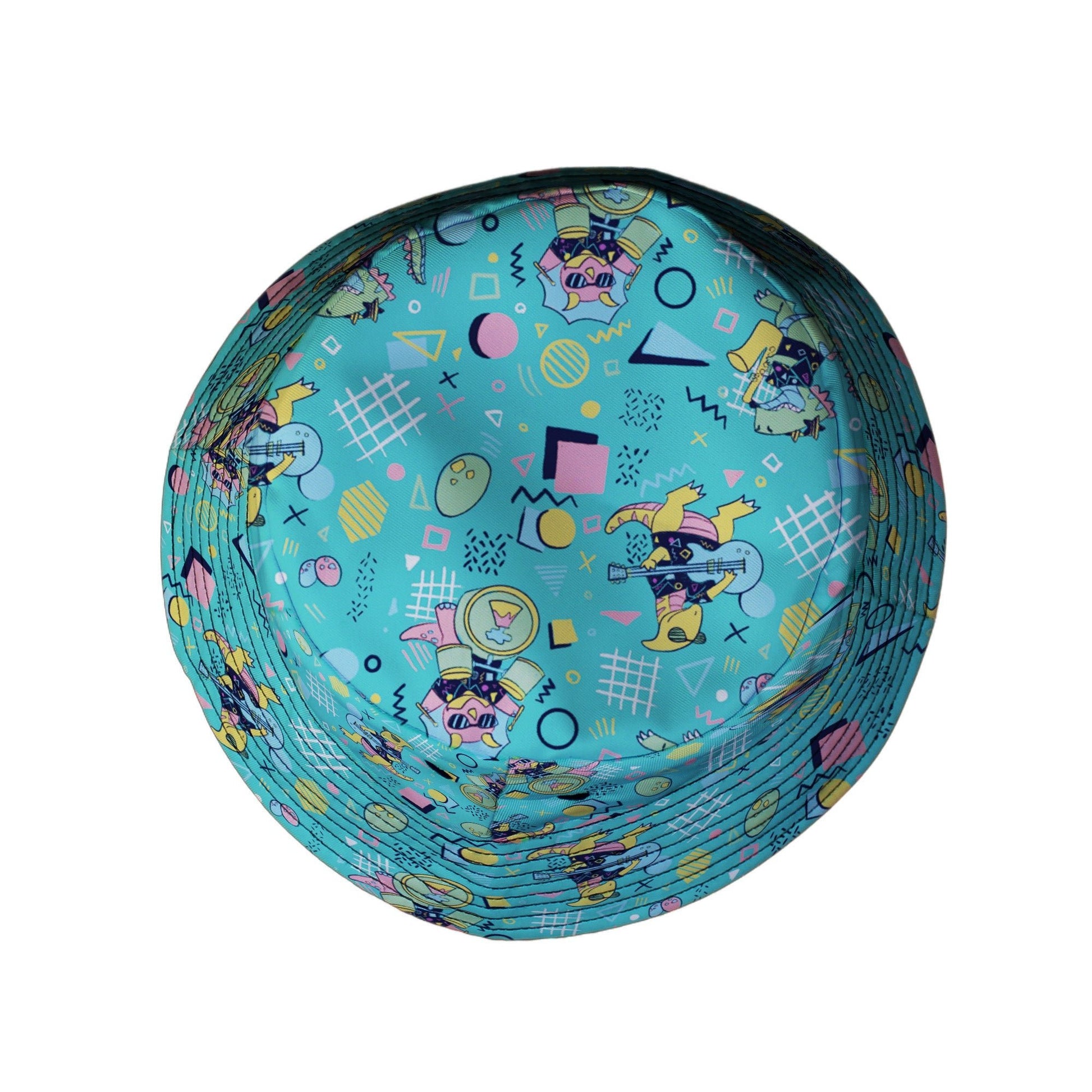 Rocking Dinosaurs Day Bucket Hat Geek Nerd Design by Claire Murphy dinosaur print lx - B