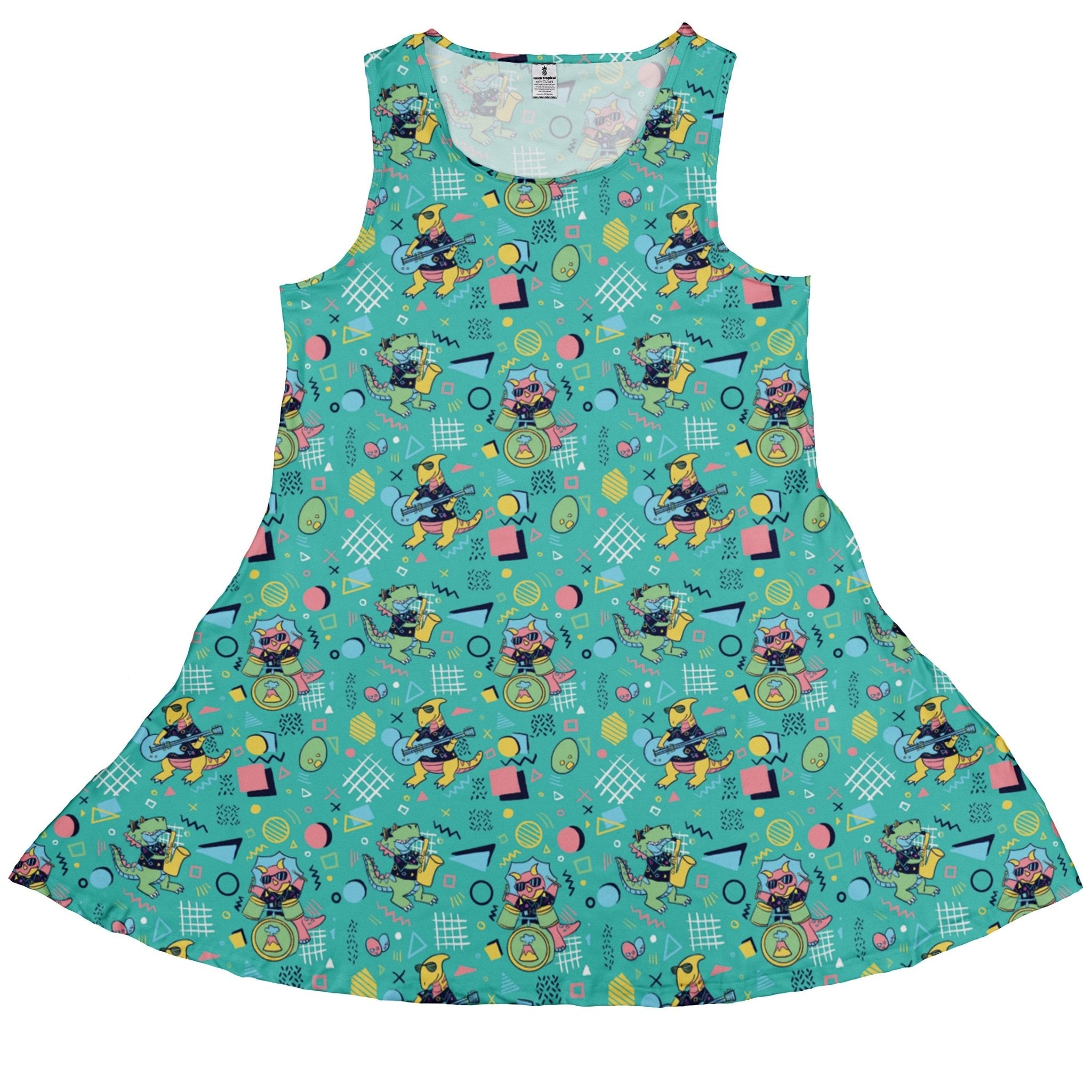 Rocking Dinosaurs Day Dress Geek Nerd Design by Claire Murphy dinosaur print lx - C