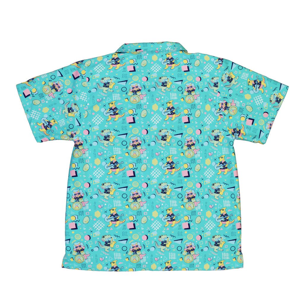 Rocking Dinosaurs Day Youth Hawaiian Shirt Geek Nerd Design by Claire Murphy dinosaur print q4