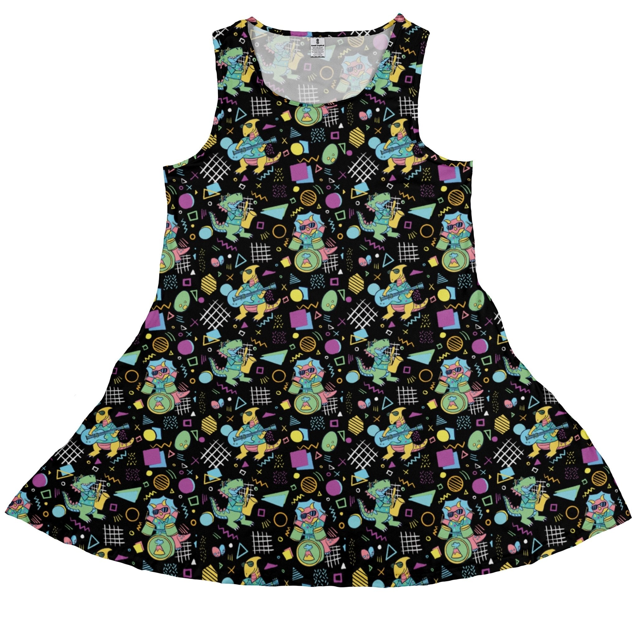 Rocking Dinosaurs Night Dress Geek Nerd Design by Claire Murphy dinosaur print lx - C