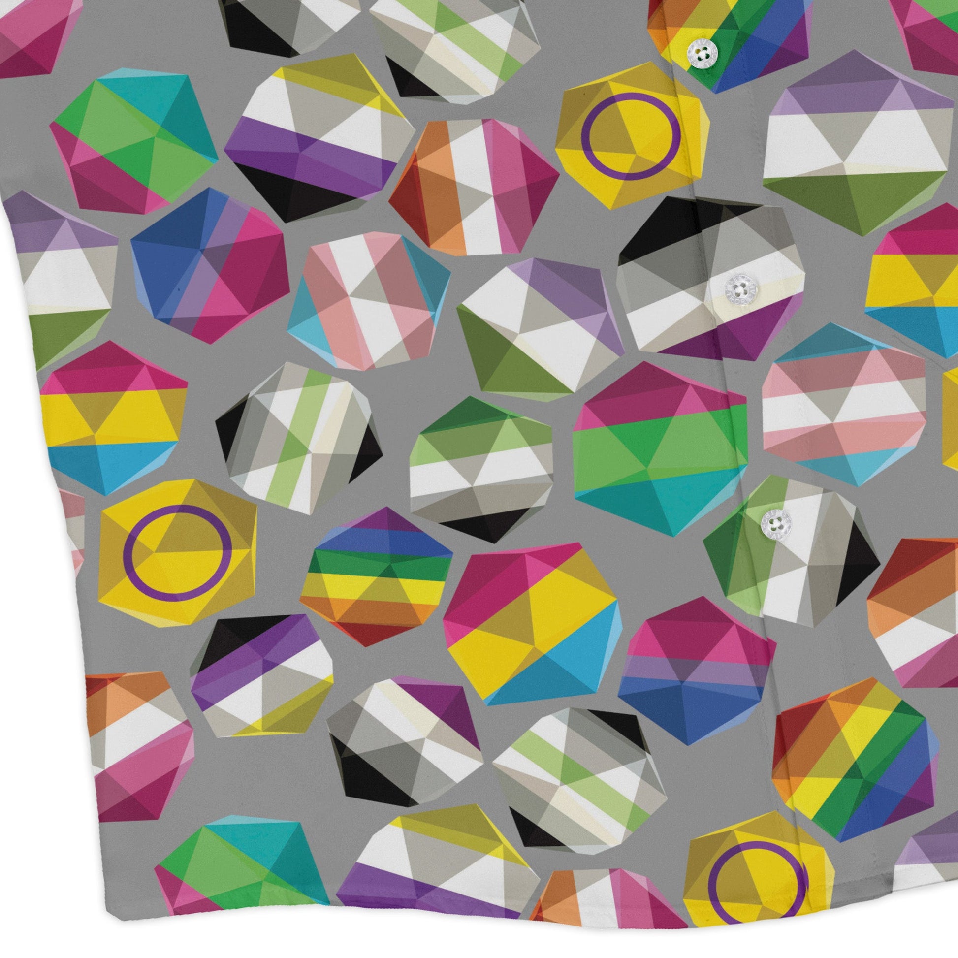 Roll with Pride LGBTQ Dice Dnd Long Sleeve Button Up Shirt Geek Nerd adult sizing dnd & rpg print FLOW DESC WRITING