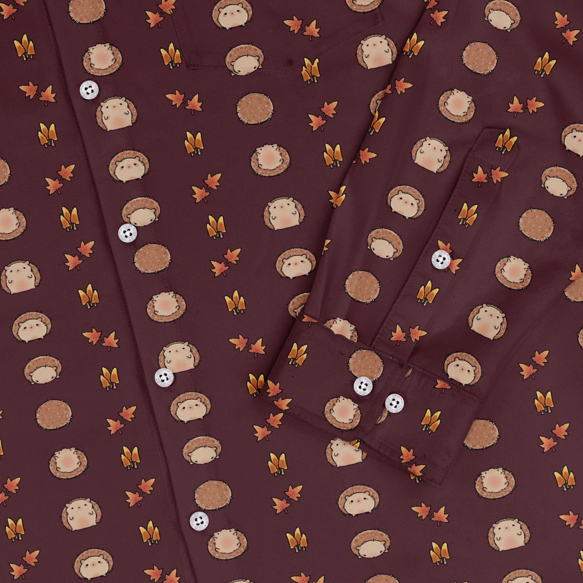 Rolling Hedgehogs Long Sleeve Button Up Shirt Geek Nerd 0925 adult sizing All Adult Button Up Shirts