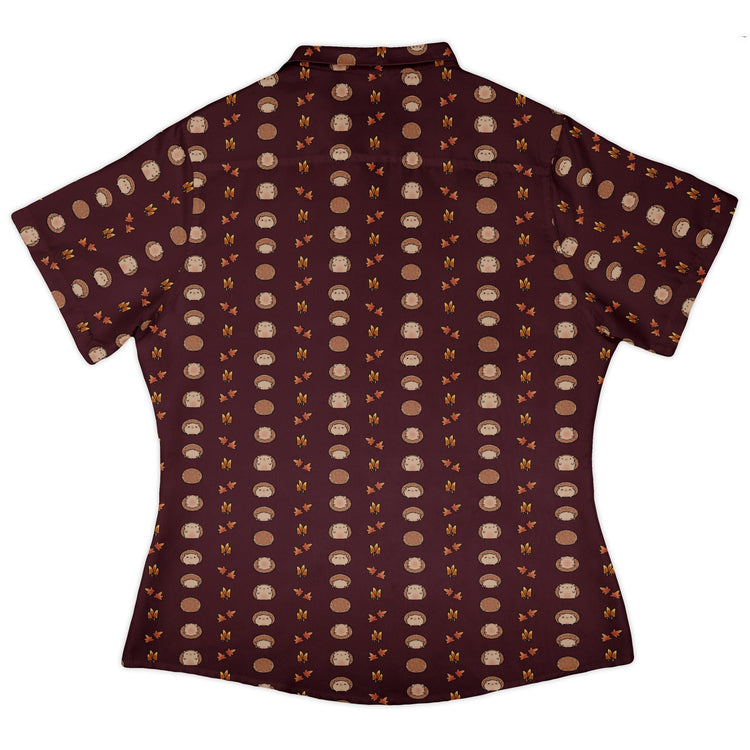 Rolling Hedgehogs Curvy Button Up Shirt Geek Nerd 0925 All Adult Button Up Shirts Animal Patterns