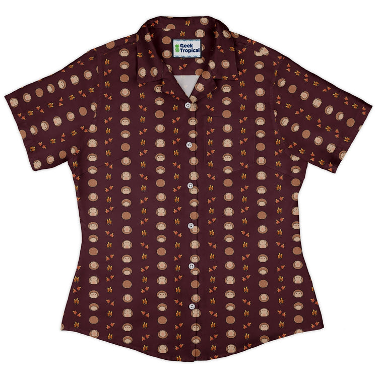 Rolling Hedgehogs Curvy Button Up Shirt Geek Nerd 0925 All Adult Button Up Shirts Animal Patterns