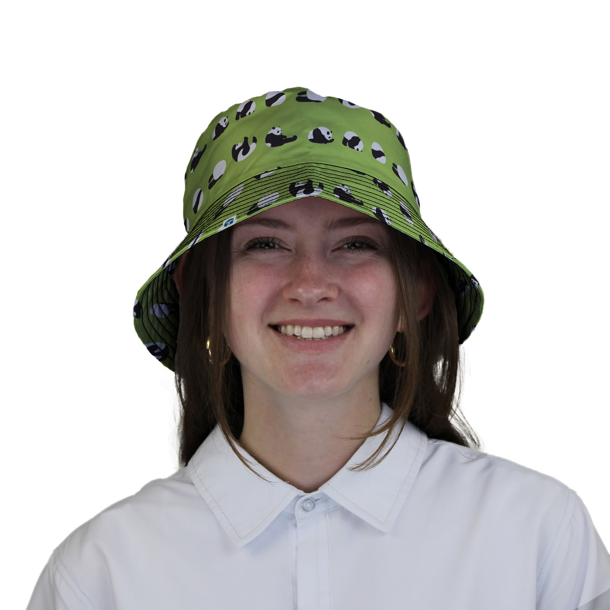Rolling Silly Pandas Green Bucket Hat Woman