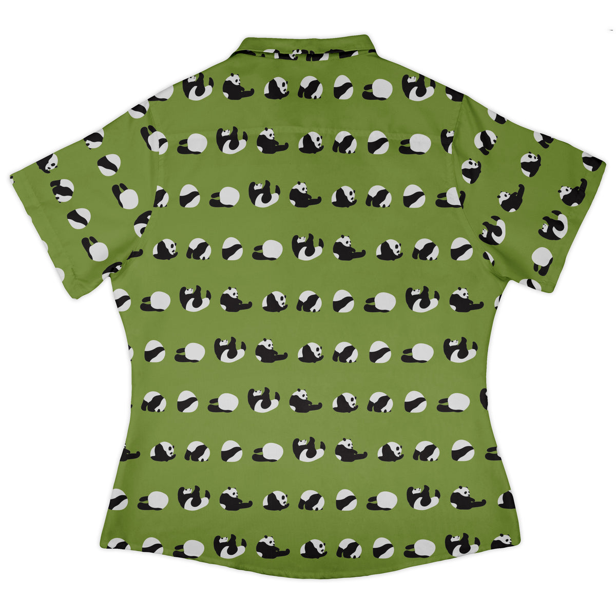 Rolling Silly Pandas Green Curvy Button Up Shirt Old Curvy Button Up Shirt womens back