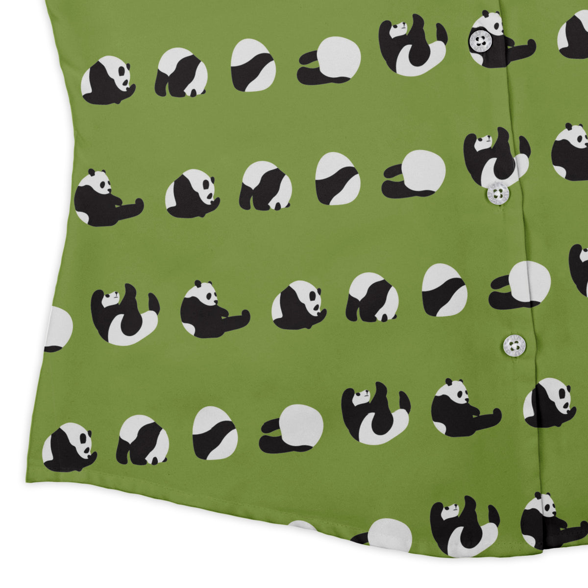Rolling Silly Pandas Green Curvy Button Up Shirt Old Curvy Button Up Shirt womens corner