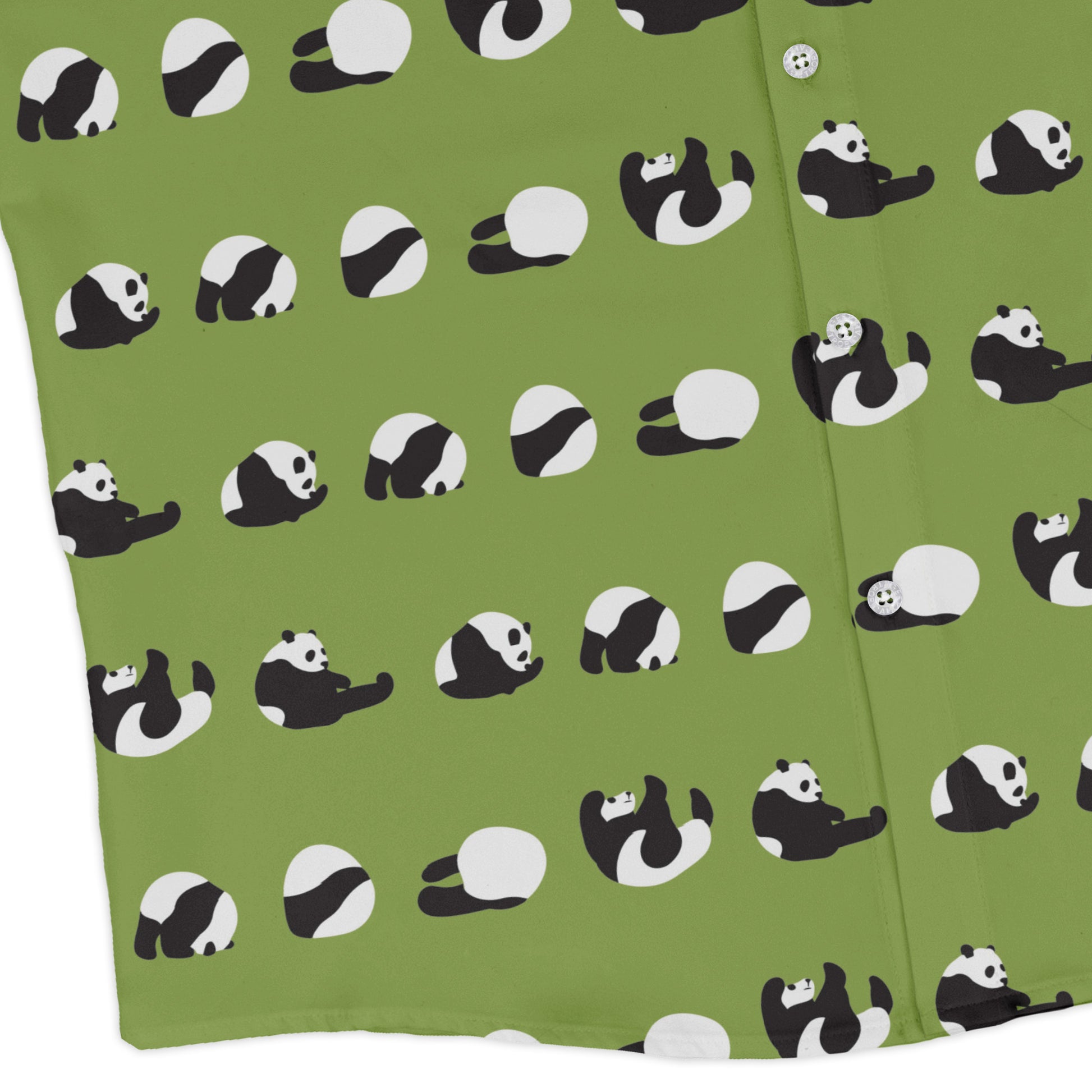 Rolling Silly Pandas Green Long Sleeve Button Up Shirt corner