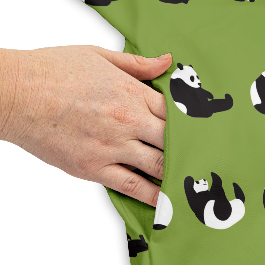 Rolling Silly Pandas Green Sleeveless Dress Pocket