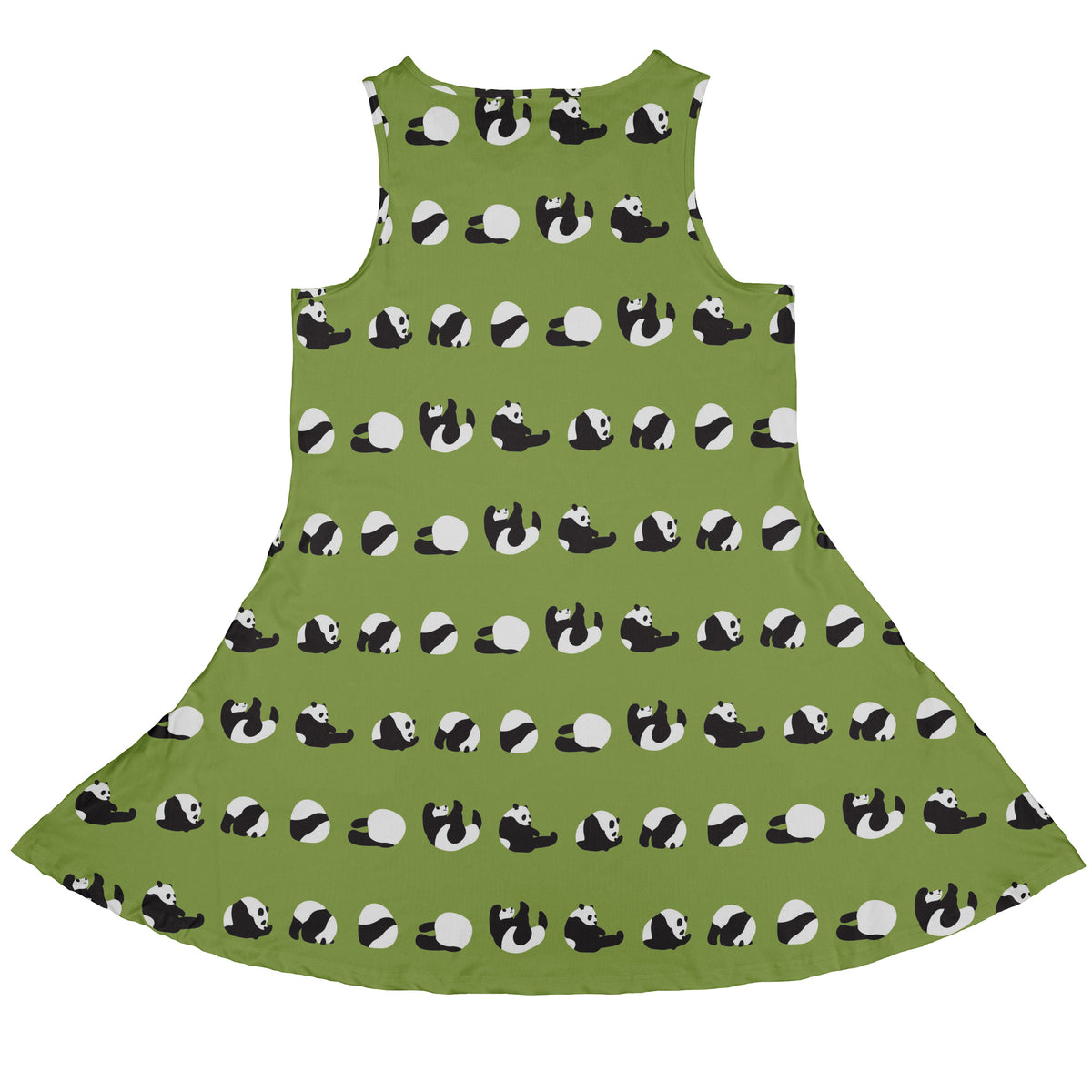 Rolling Silly Pandas Green Sleeveless Dress back