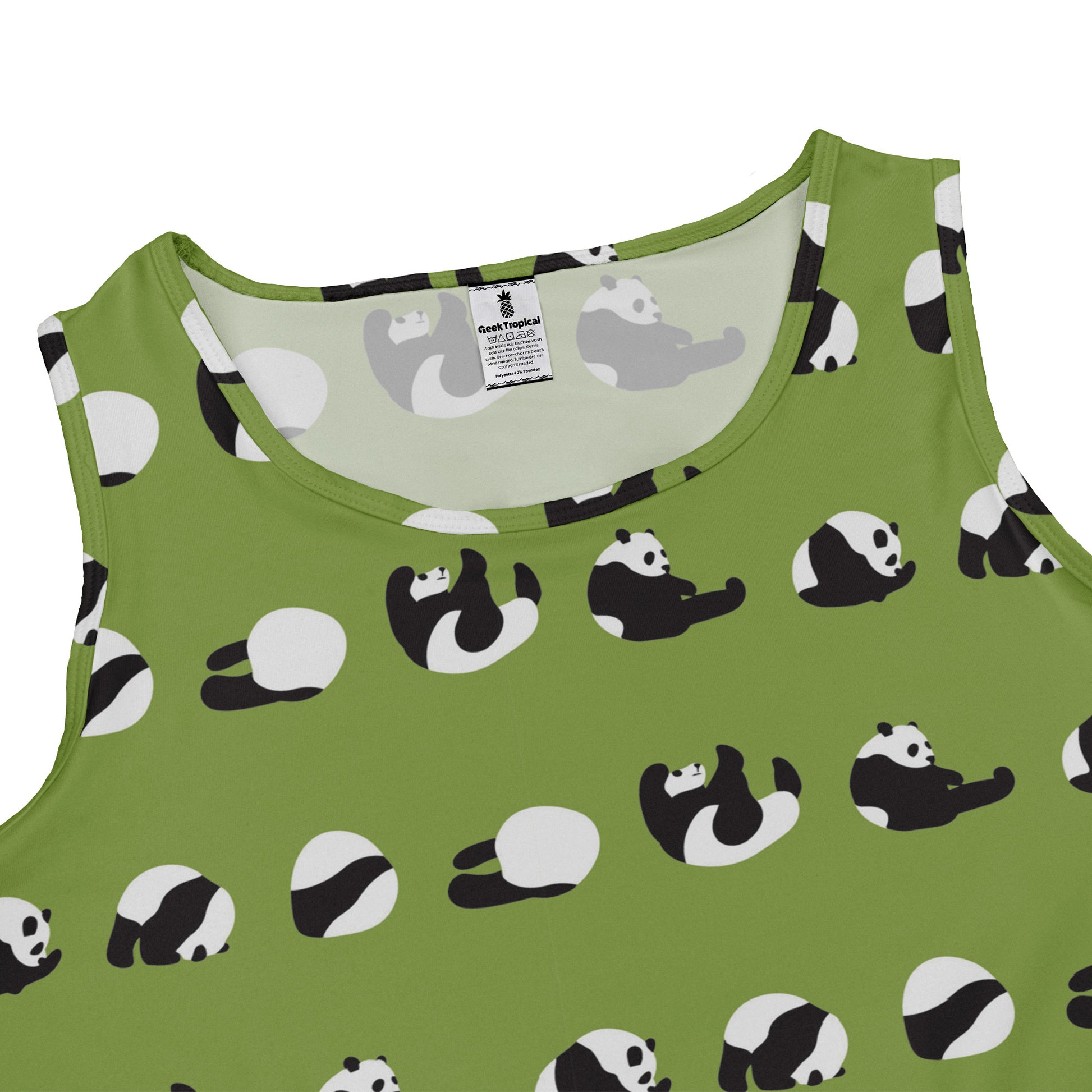 Rolling Silly Pandas Green Sleeveless Dress close front