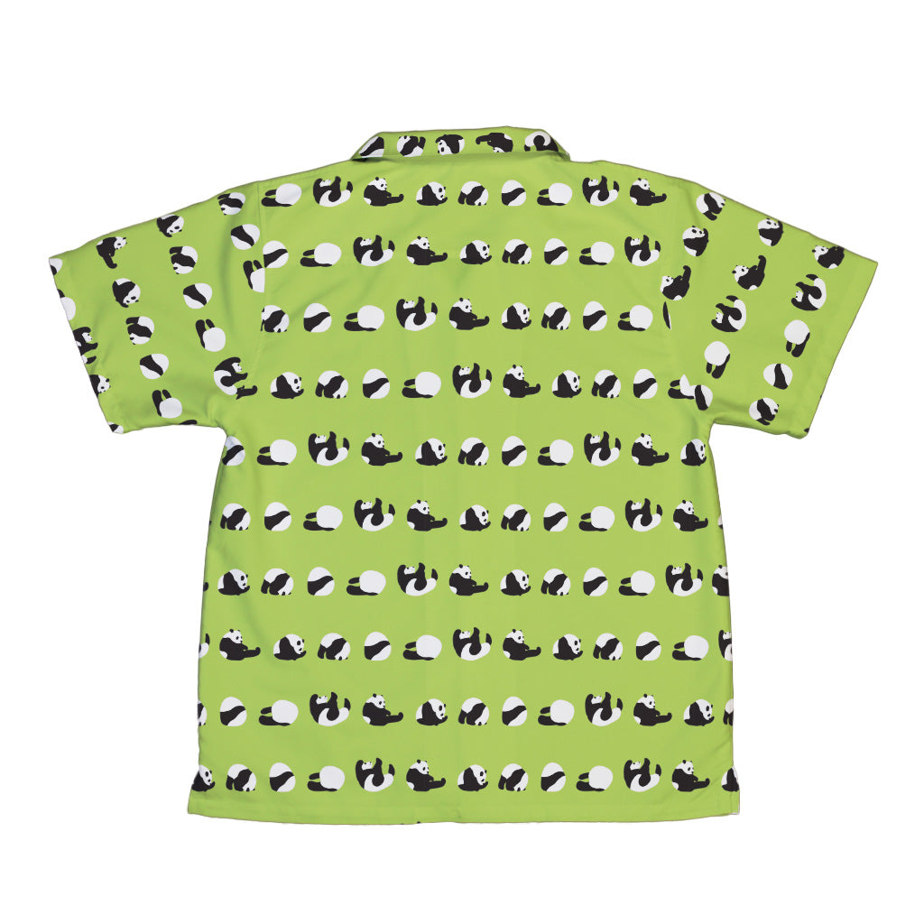 Rolling Silly Pandas Green Youth Hawaiian Shirt Back