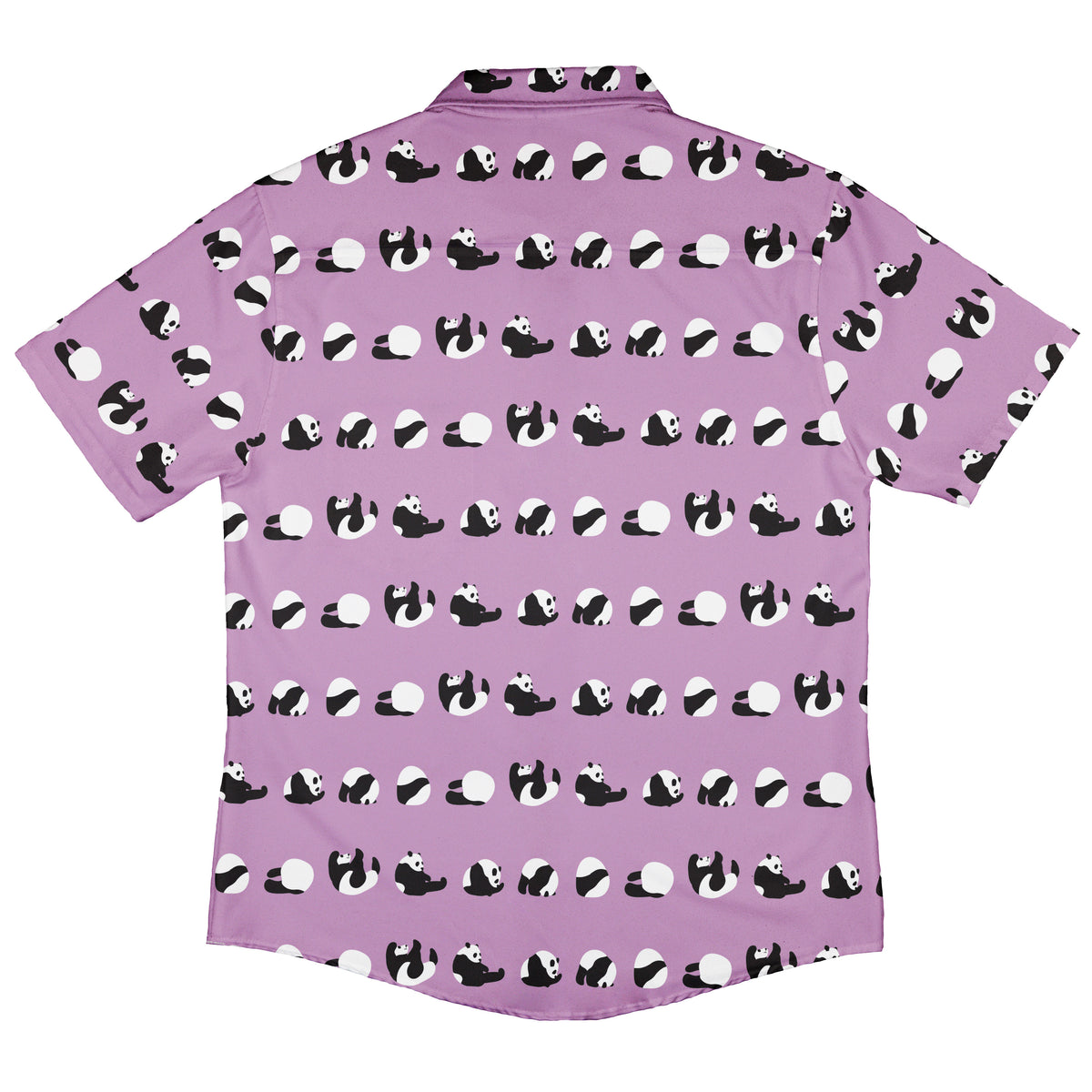 Rolling Silly Pandas Lilac Button Up Shirt Back