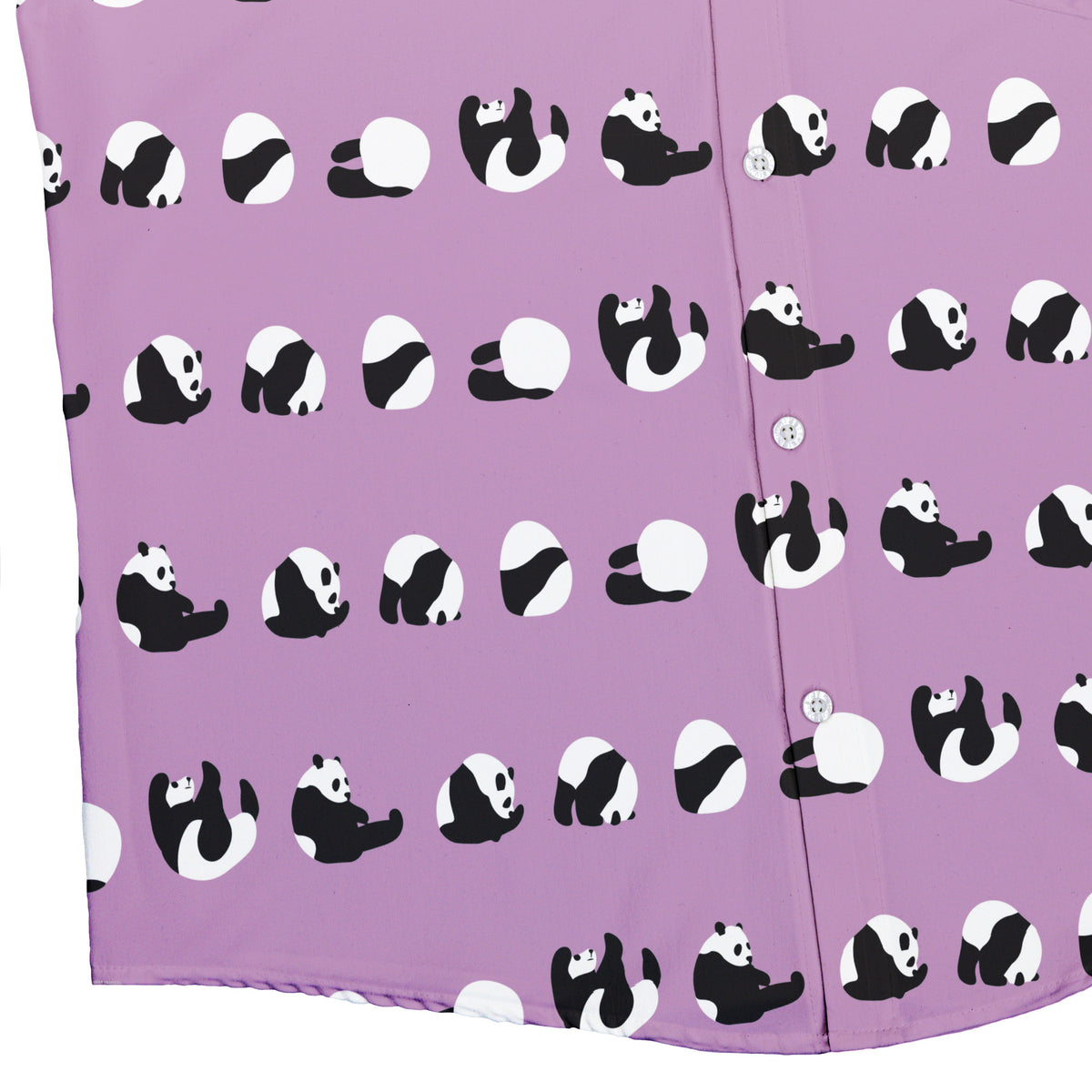 Rolling Silly Pandas Lilac Button Up Shirt Bottom Corner