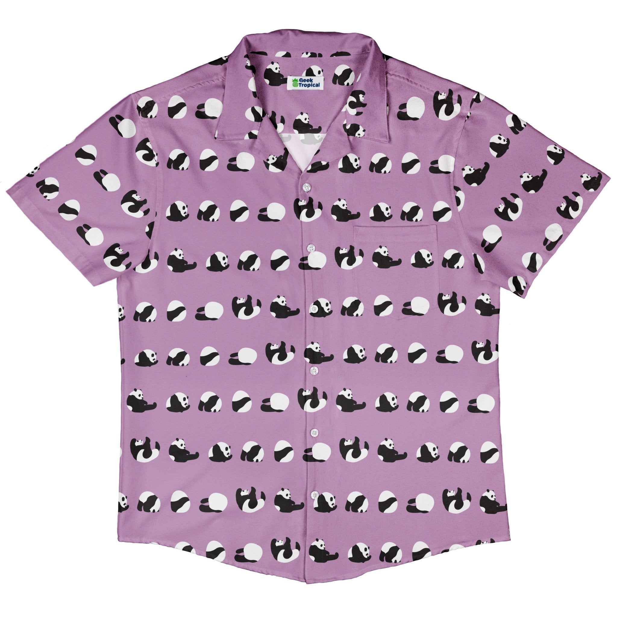 Rolling Silly Pandas Lilac Button Up Shirt 5